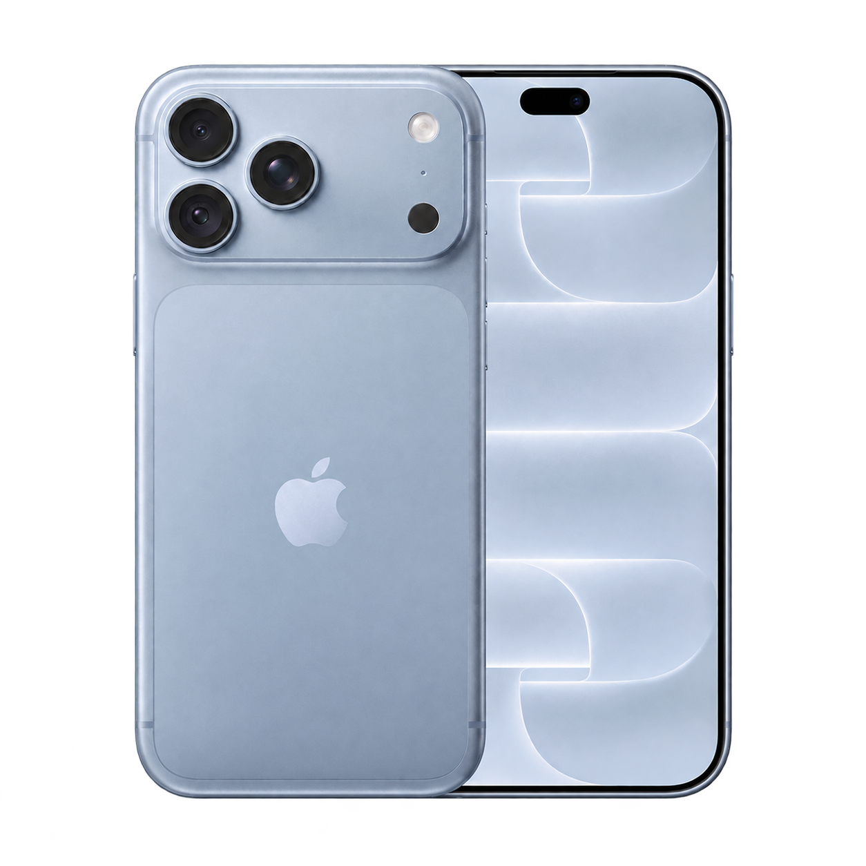 iPhone de producción móvil, visto de frente y por detrás sobre fondo transparente